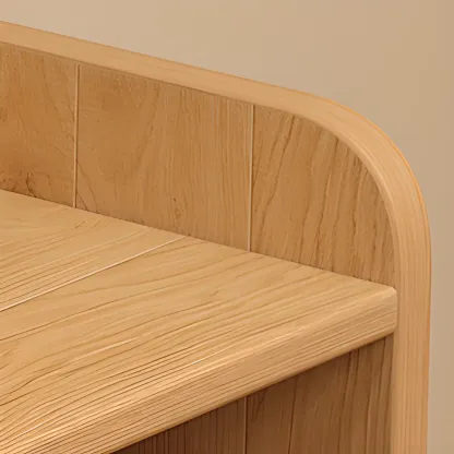 Rectangular Natural Brown Wood Low Bookcase Horizontal Storage Image - 11