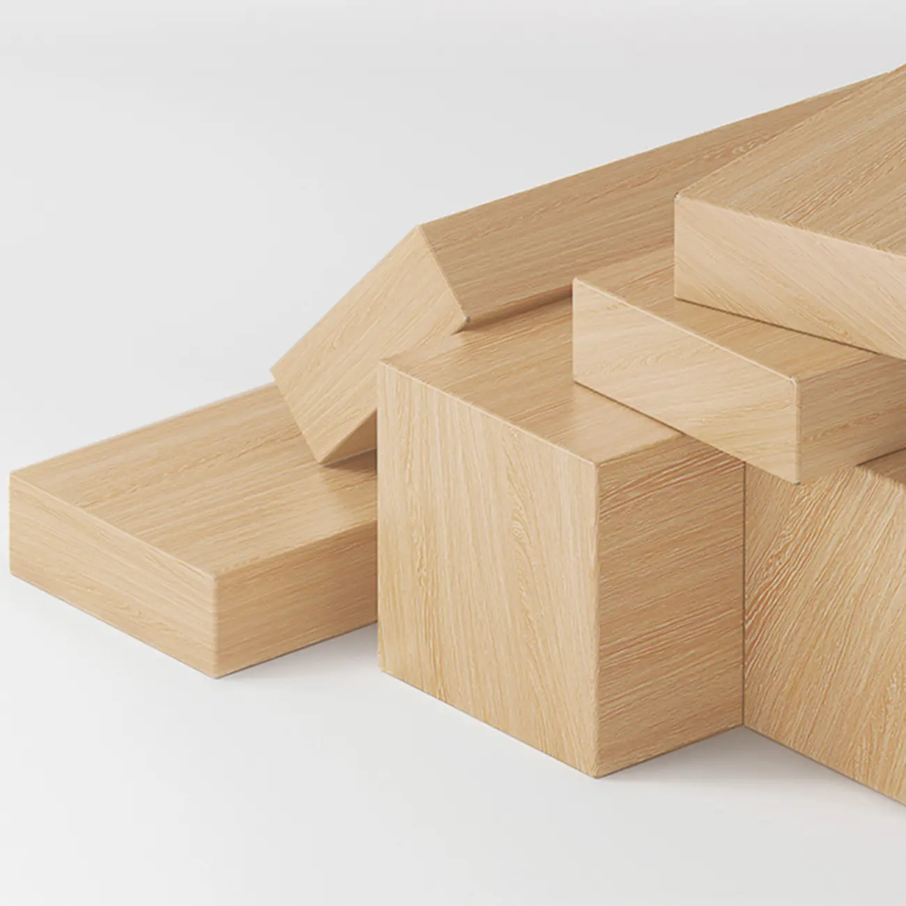 Rectangular Natural Brown Wood Low Bookcase Horizontal Storage Image - 18 | homeyfad