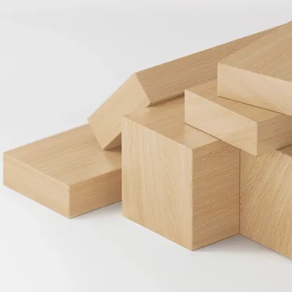 Rectangular Natural Brown Wood Low Bookcase Horizontal Storage Image - 18