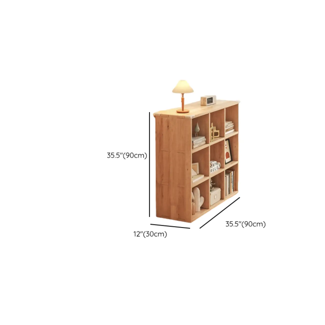 Rectangular Natural Brown Wood Low Bookcase Horizontal Storage Image - 34 | homeyfad