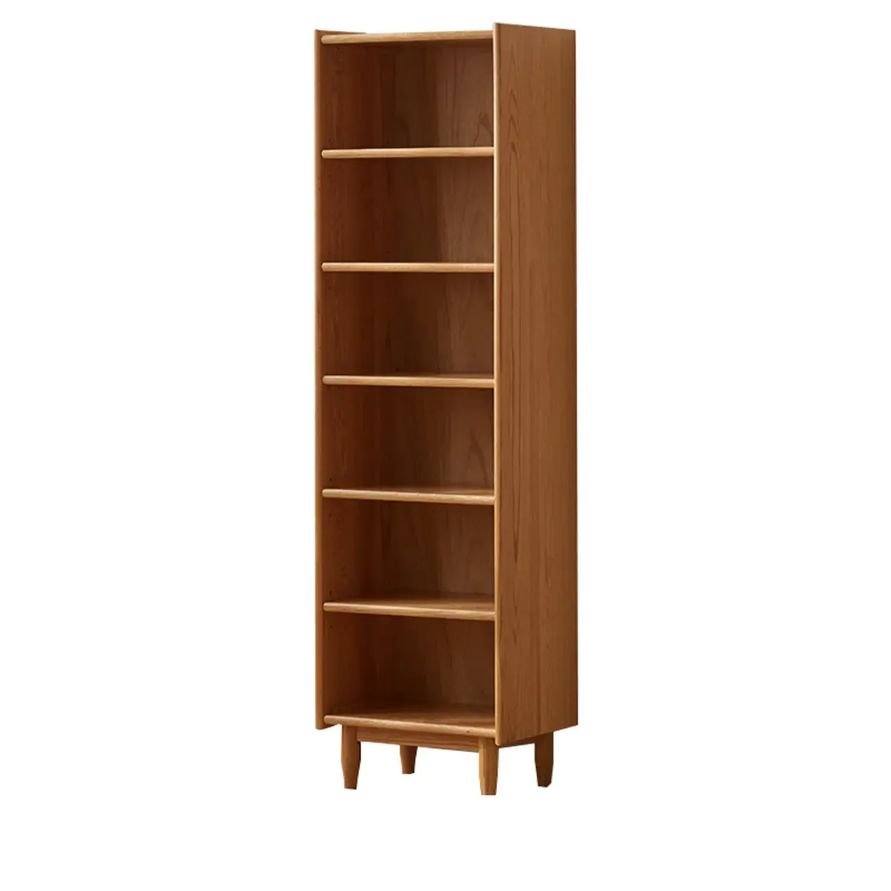 Modern Wooden 6-Tier Rectangle Oak Large Bookcase Image - 3