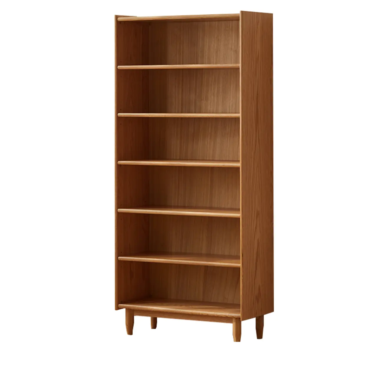 Modern Wooden 6-Tier Rectangle Oak Large Bookcase Image - 4 | homeyfad