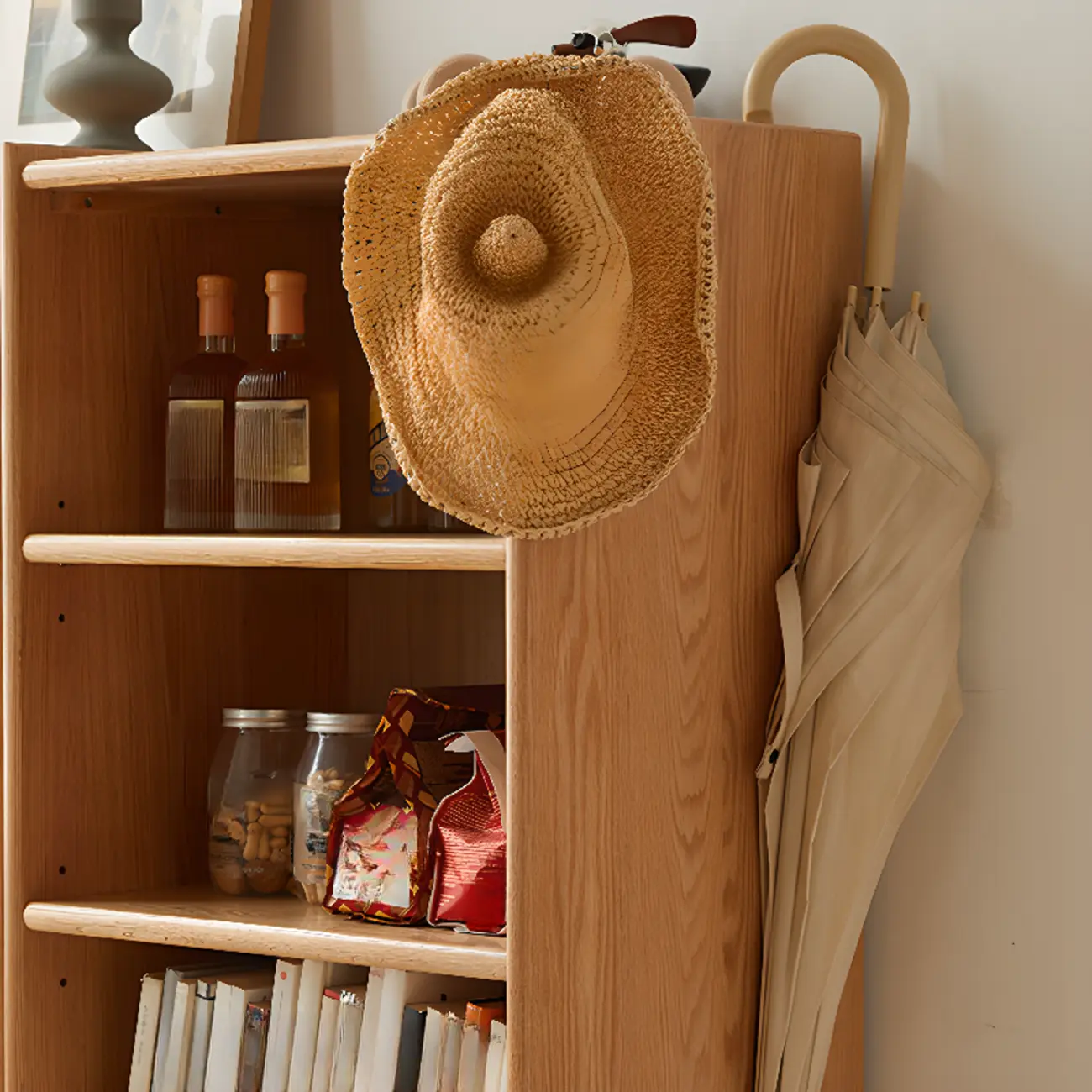 Modern Wooden 6-Tier Rectangle Oak Large Bookcase Image - 6 | homeyfad