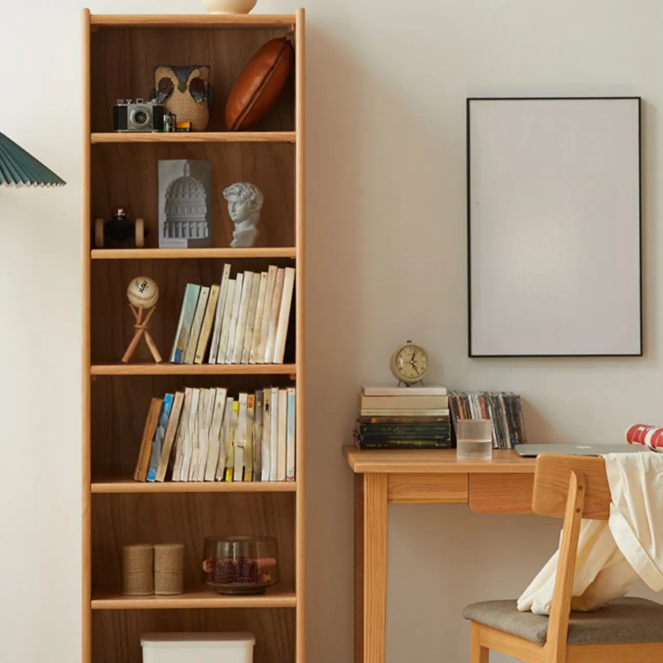 Modern Wooden 6-Tier Rectangle Oak Large Bookcase Image - 10 | homeyfad