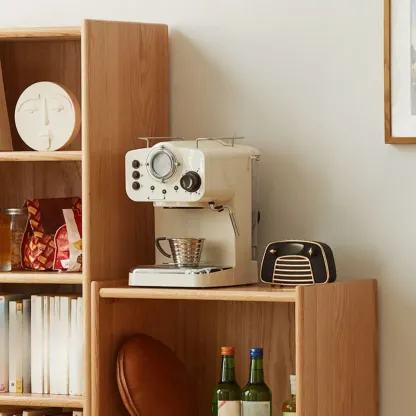 Modern Wooden 6-Tier Rectangle Oak Large Bookcase Image - 11