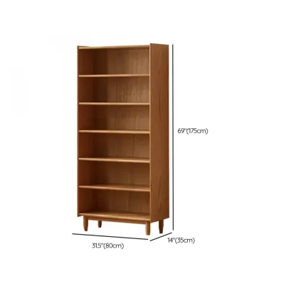 Modern Wooden 6-Tier Rectangle Oak Large Bookcase Image - 13