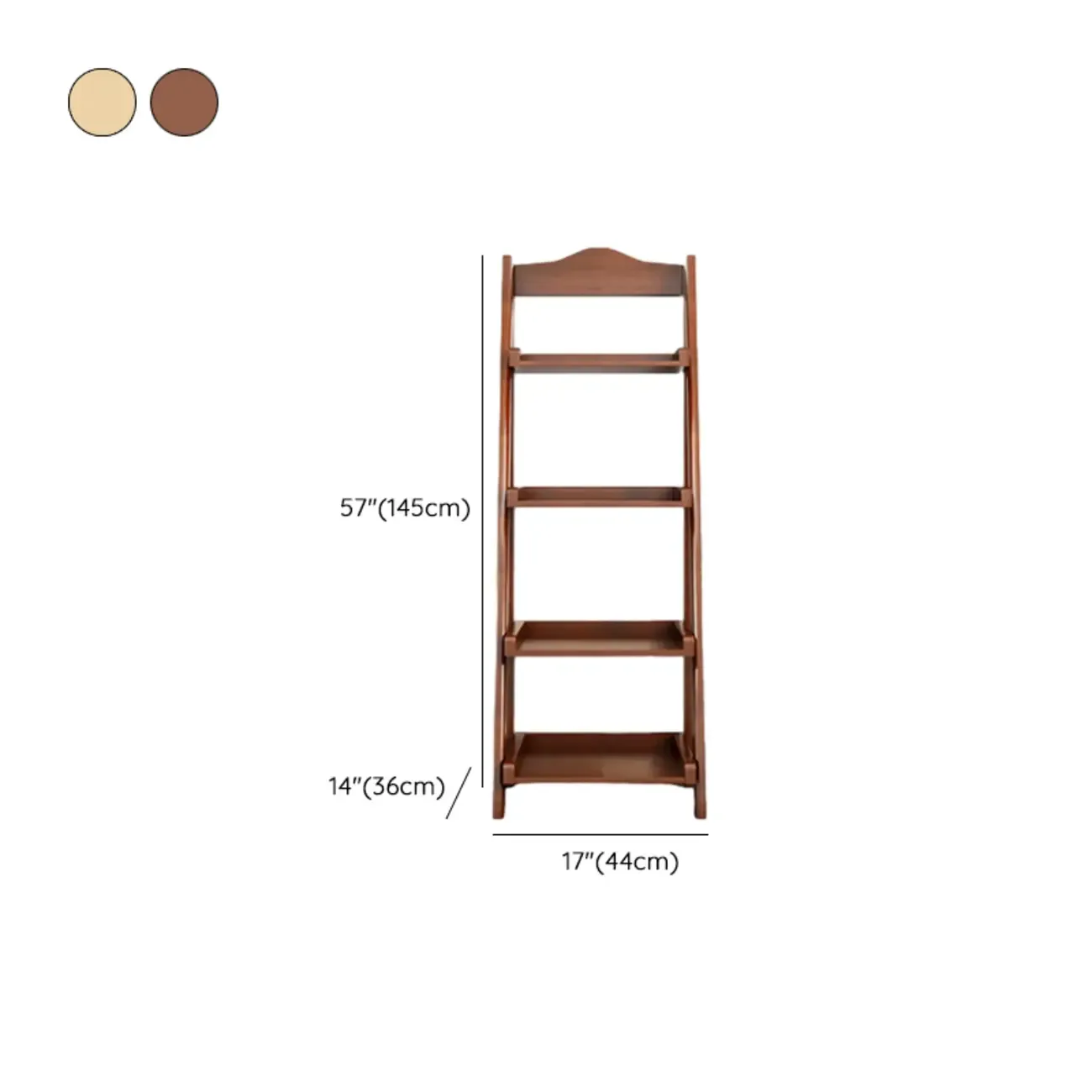 4-Tier Narrow Walnut Wood Ladder Bookcase for Bedroom #size