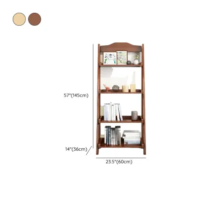 4-Tier Narrow Walnut Wood Ladder Bookcase for Bedroom Image - 13