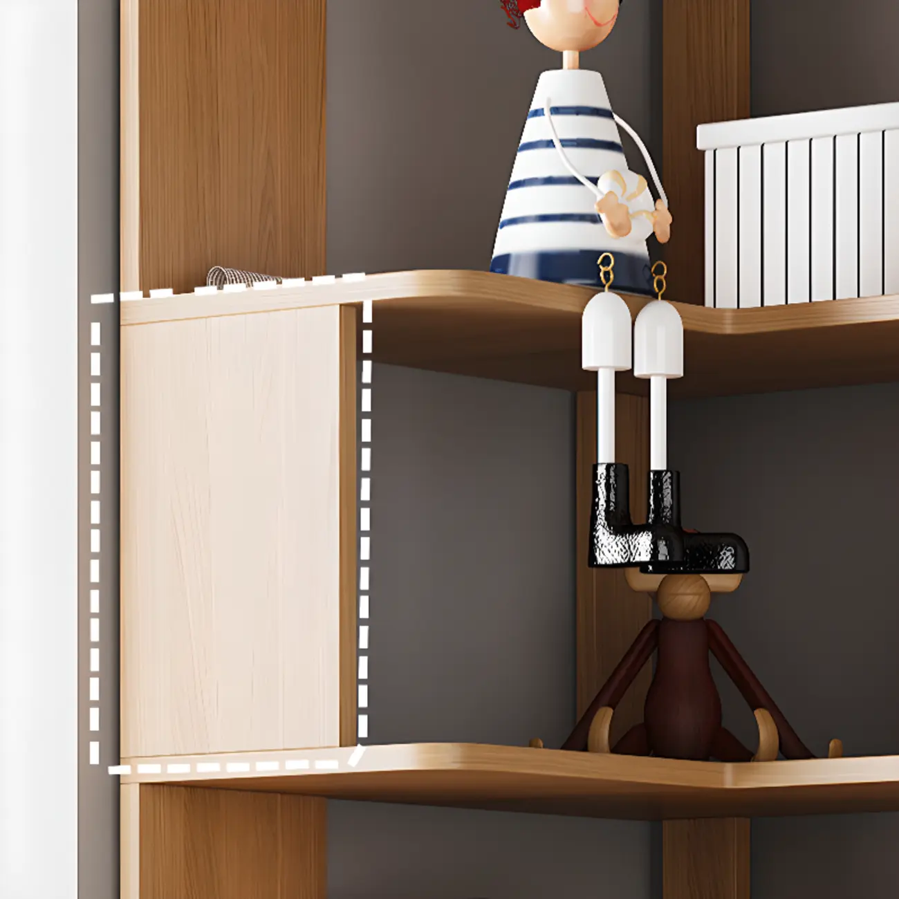 Living Room Open Back Deep Corner Wood Bookcase Image - 14 | homeyfad