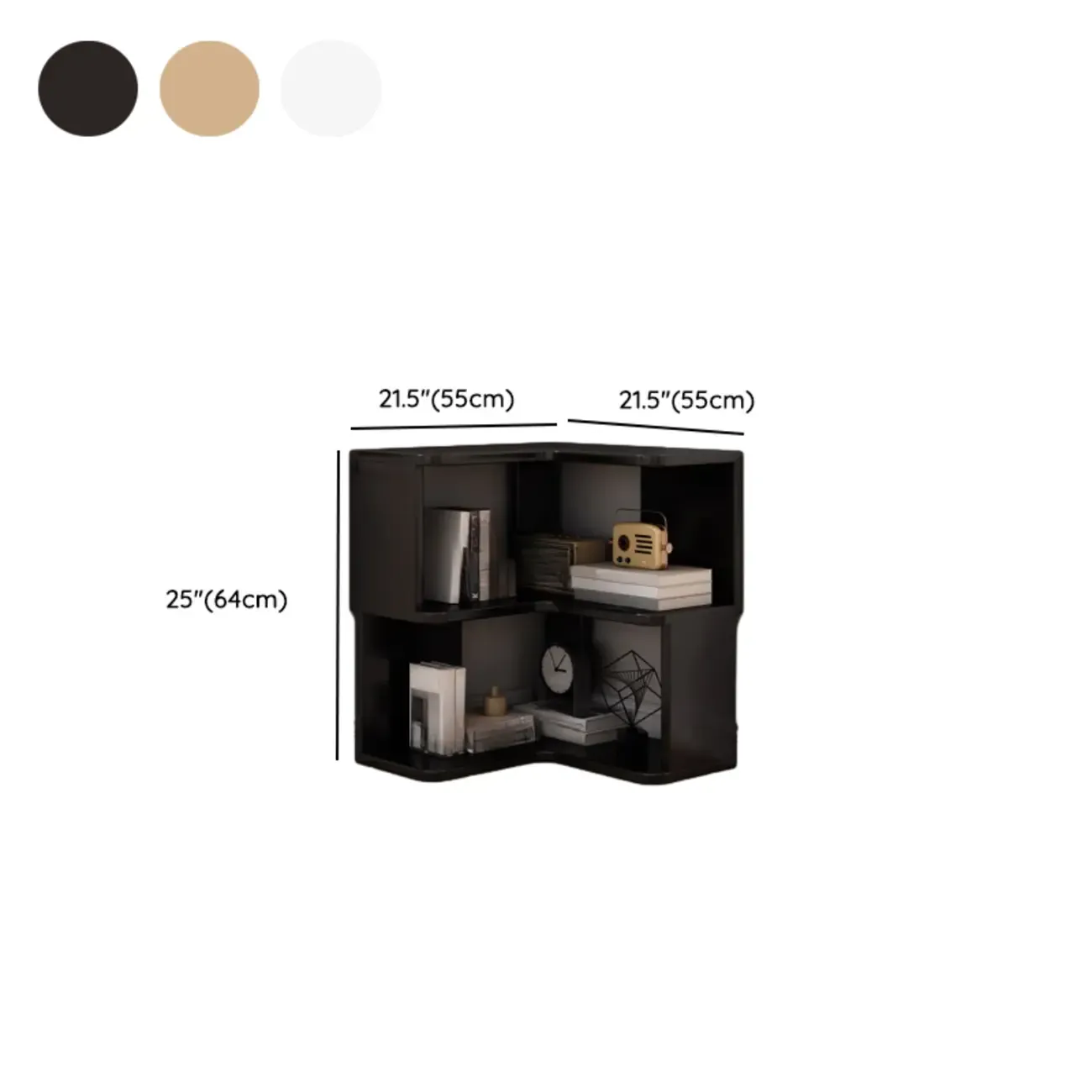 Living Room Open Back Deep Corner Wood Bookcase #size