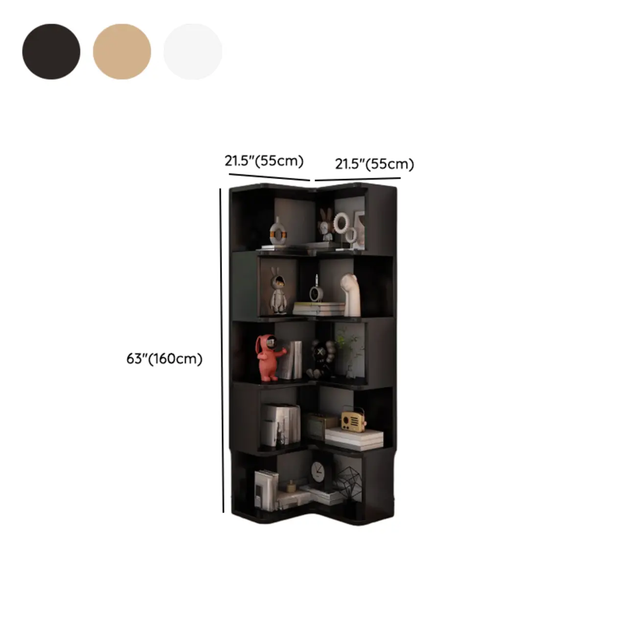 Living Room Open Back Deep Corner Wood Bookcase Image - 31 | homeyfad