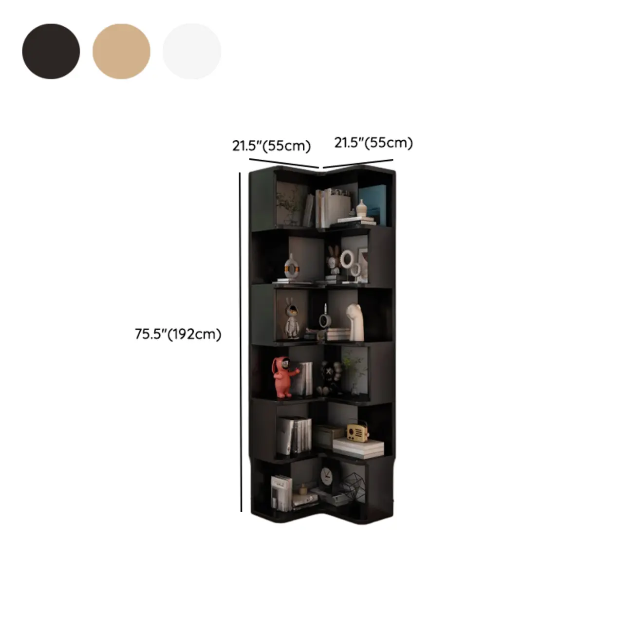 Living Room Open Back Deep Corner Wood Bookcase Image - 32 | homeyfad