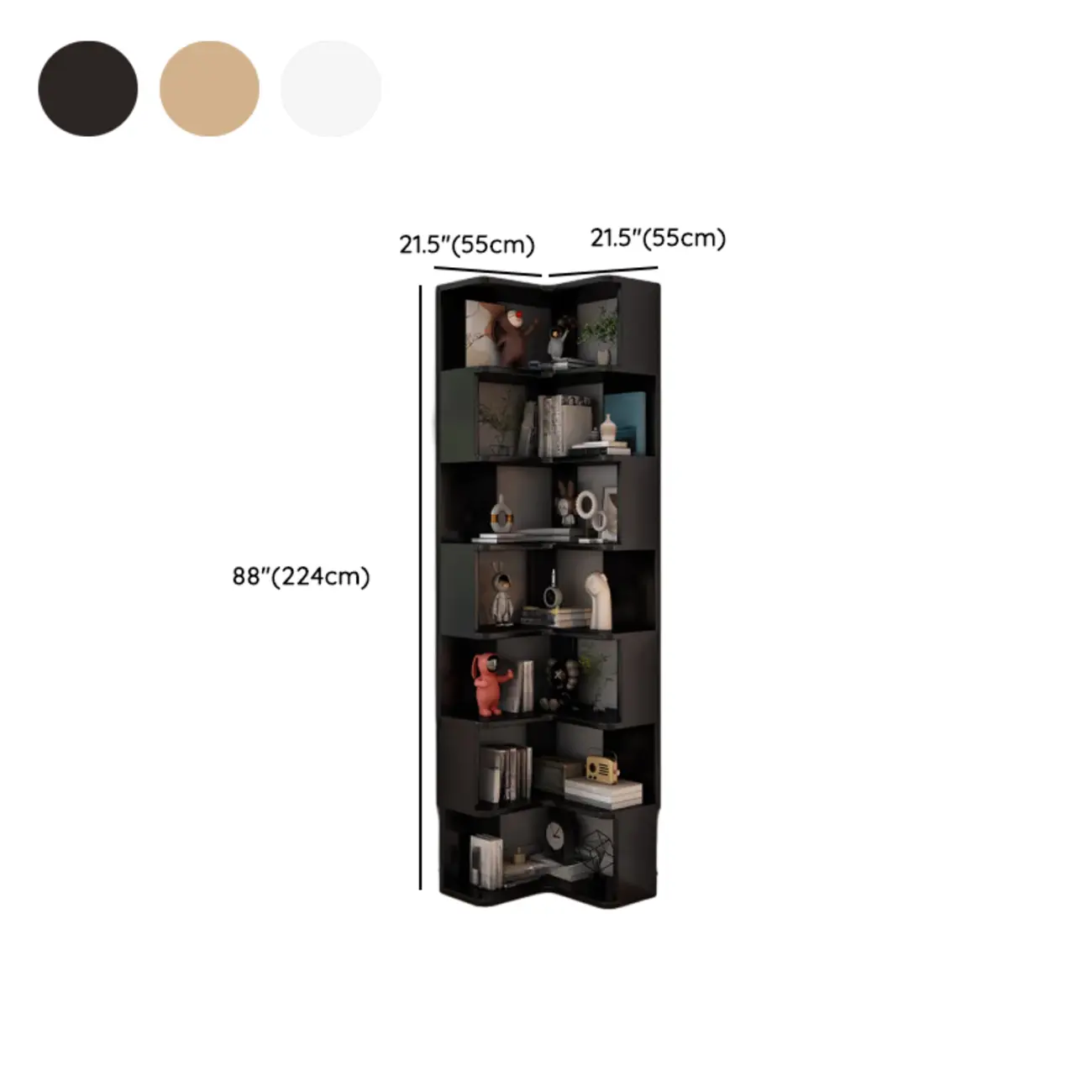 Living Room Open Back Deep Corner Wood Bookcase Image - 33 | homeyfad