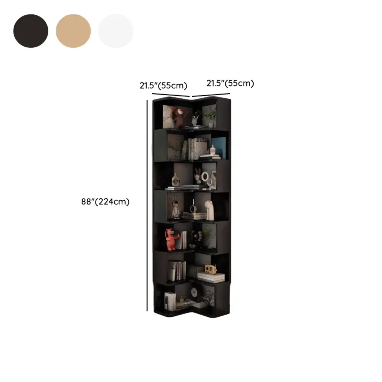 Living Room Open Back Deep Corner Wood Bookcase Image - 33