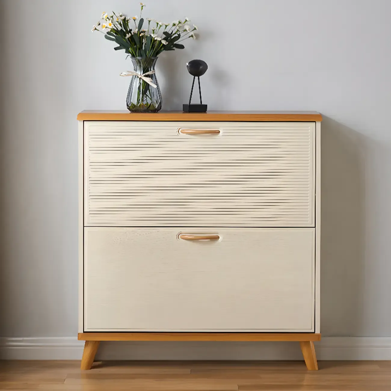 Narrow Solid Wood Shoe Cabinet for Small Space Image - 6
