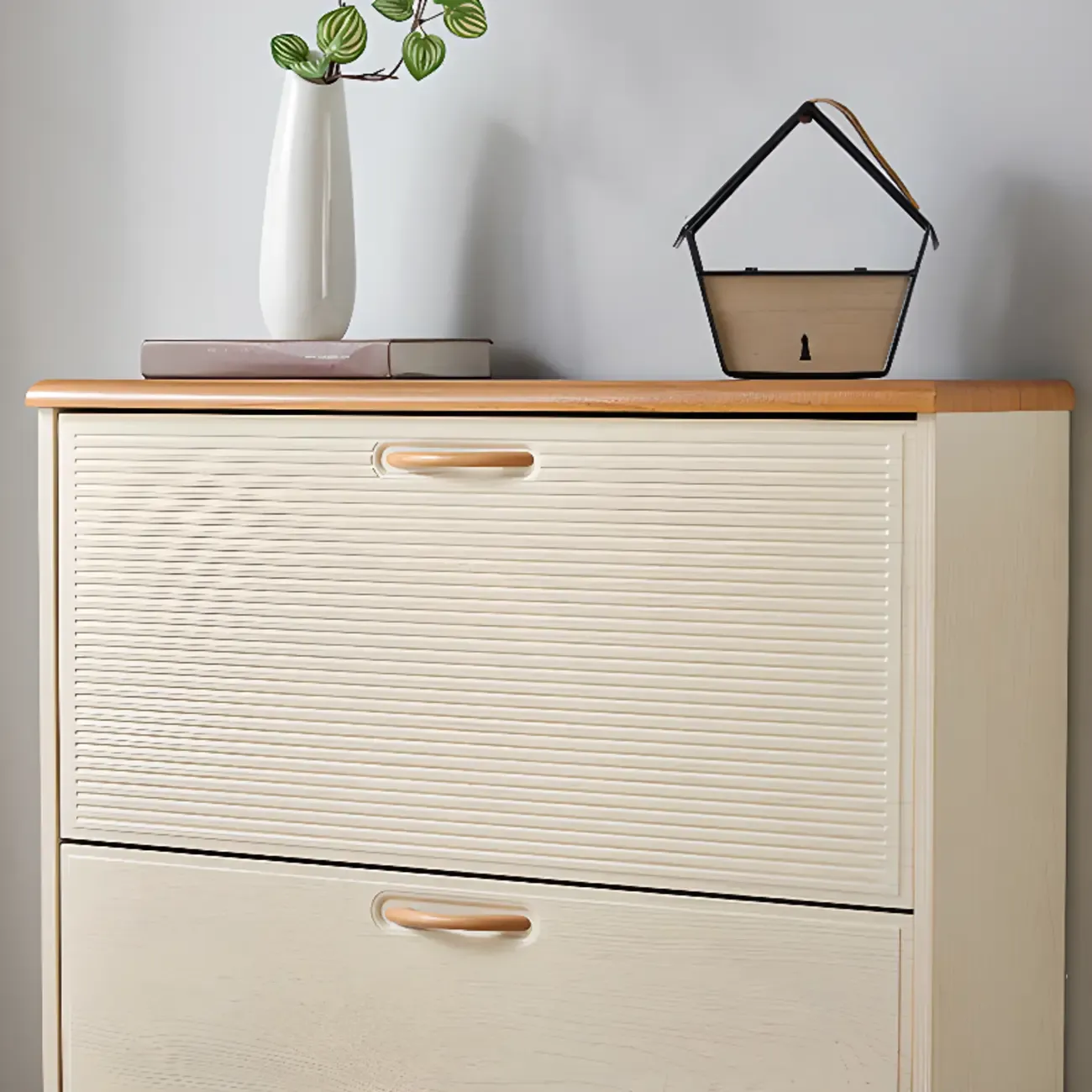 Narrow Solid Wood Shoe Cabinet for Small Space Image - 8