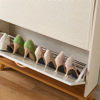 Narrow Solid Wood Shoe Cabinet for Small Space Image - 11