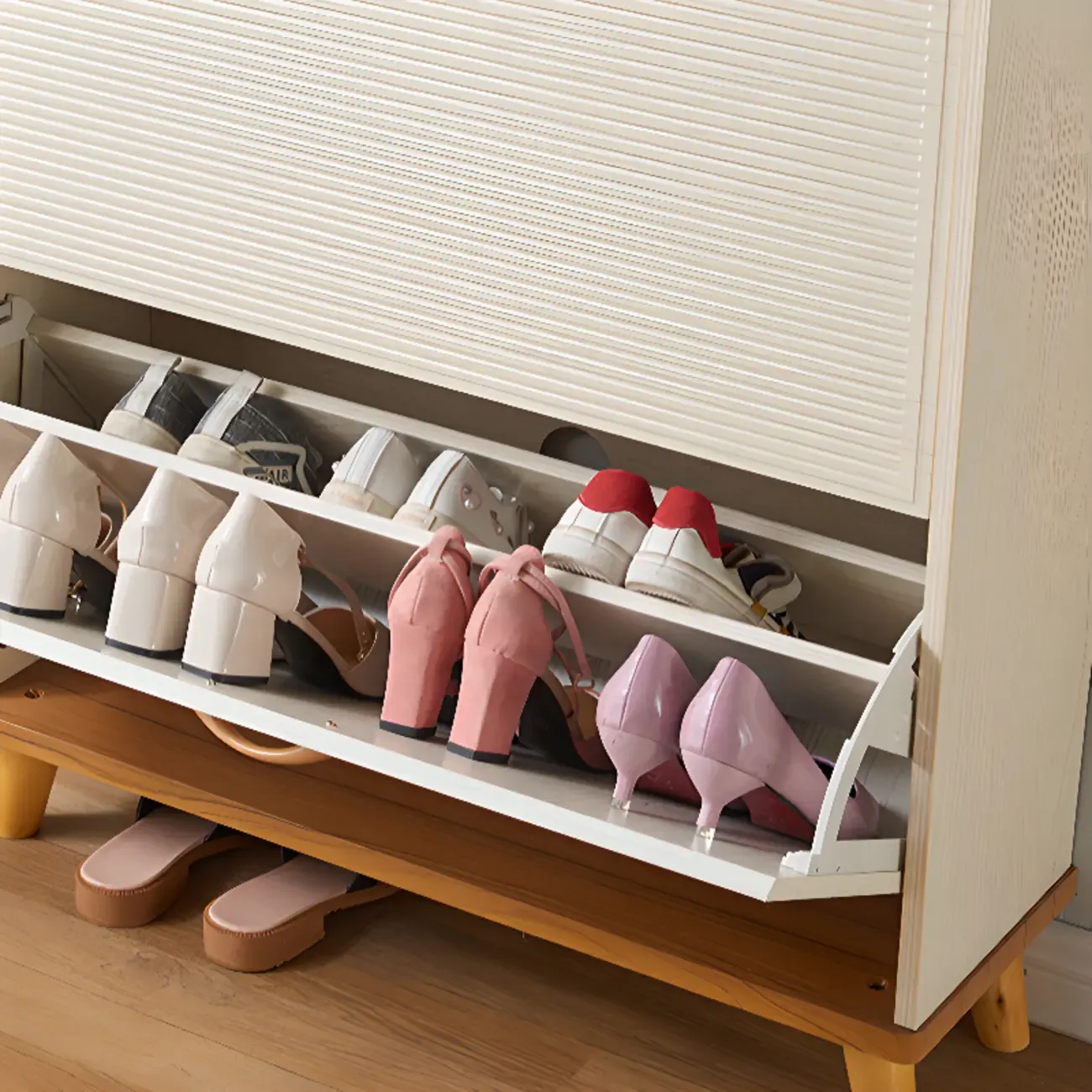 Narrow Solid Wood Shoe Cabinet for Small Space Image - 12
