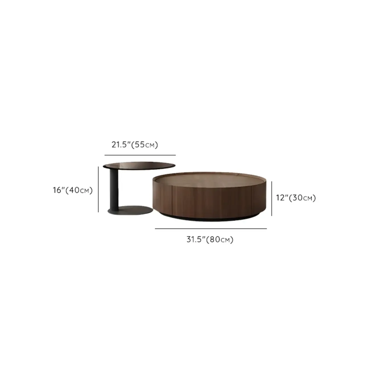 Brown Round Sleek Round Wood Coffee Table with Storage Image - 14