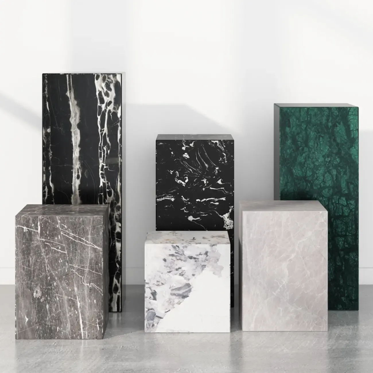 Minimalist Marble Square Block End Table Image - 1