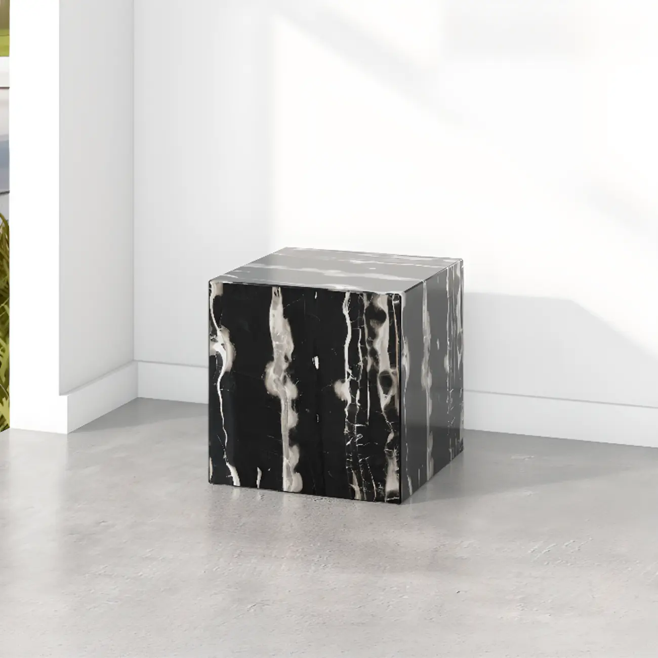 Minimalist Marble Square Block End Table Image - 2 | homeyfad