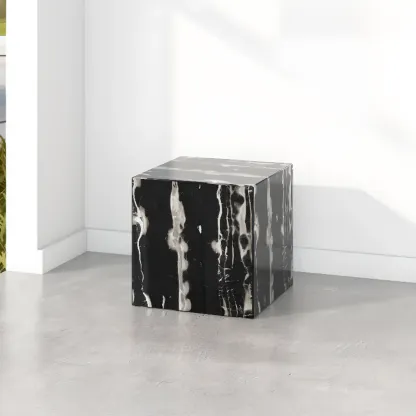 Minimalist Marble Square Block End Table Image - 2