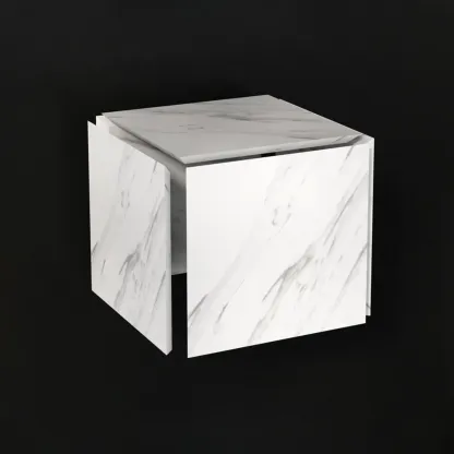 Minimalist Marble Square Block End Table Image - 5