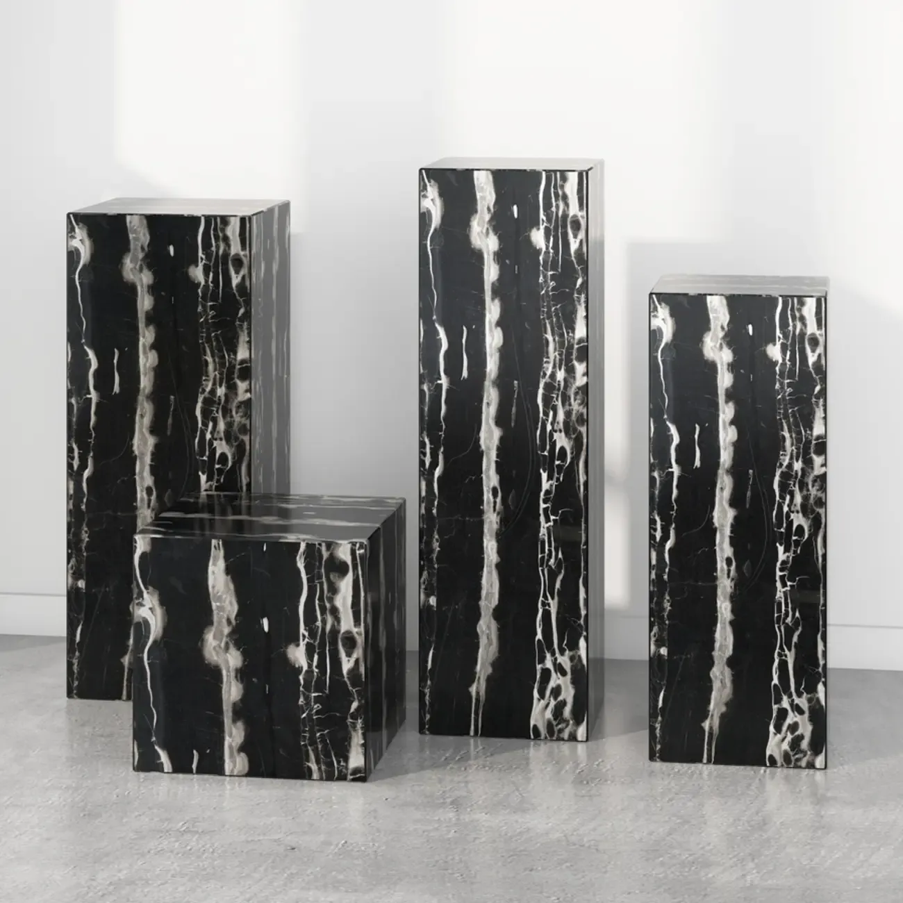 Minimalist Marble Square Block End Table Image - 7