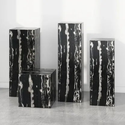 Minimalist Marble Square Block End Table Image - 7