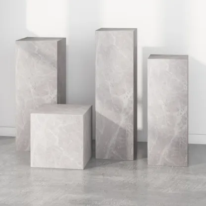 Minimalist Marble Square Block End Table Image - 10
