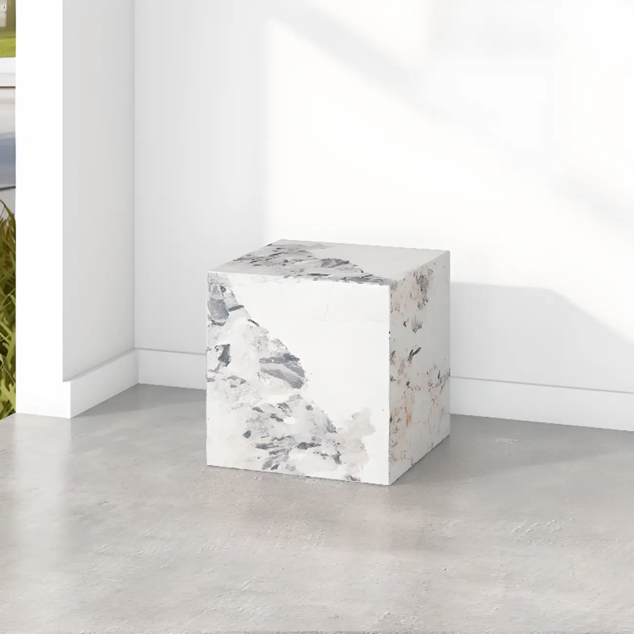 Minimalist Marble Square Block End Table Image - 13 | homeyfad