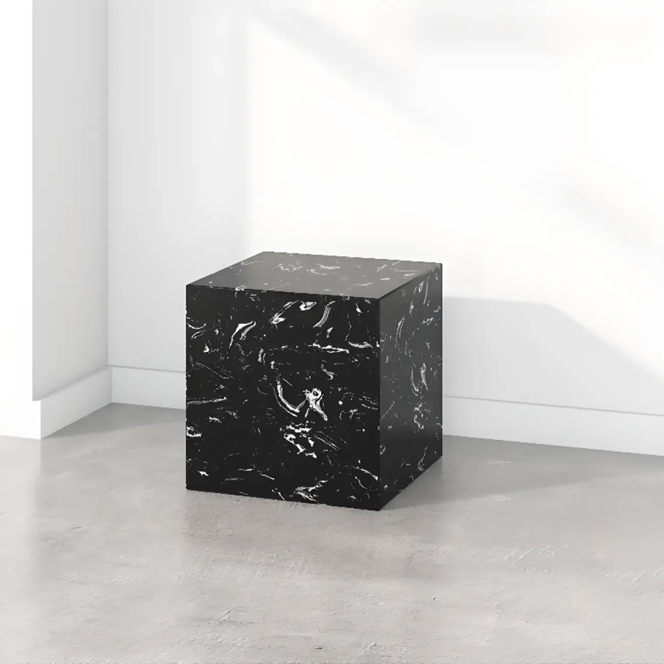 Minimalist Marble Square Block End Table Image - 21