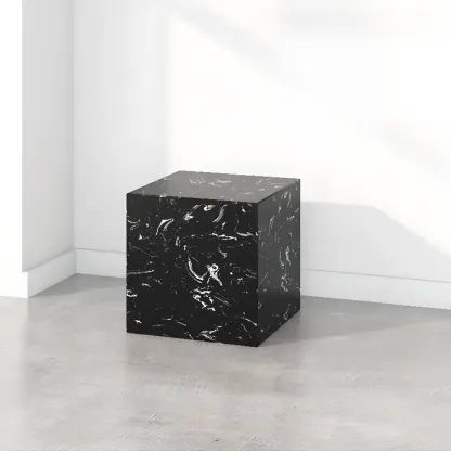 Minimalist Marble Square Block End Table Image - 21