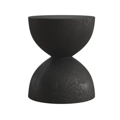 Hourglass Wooden Natural Finish Chairside Table Image - 8