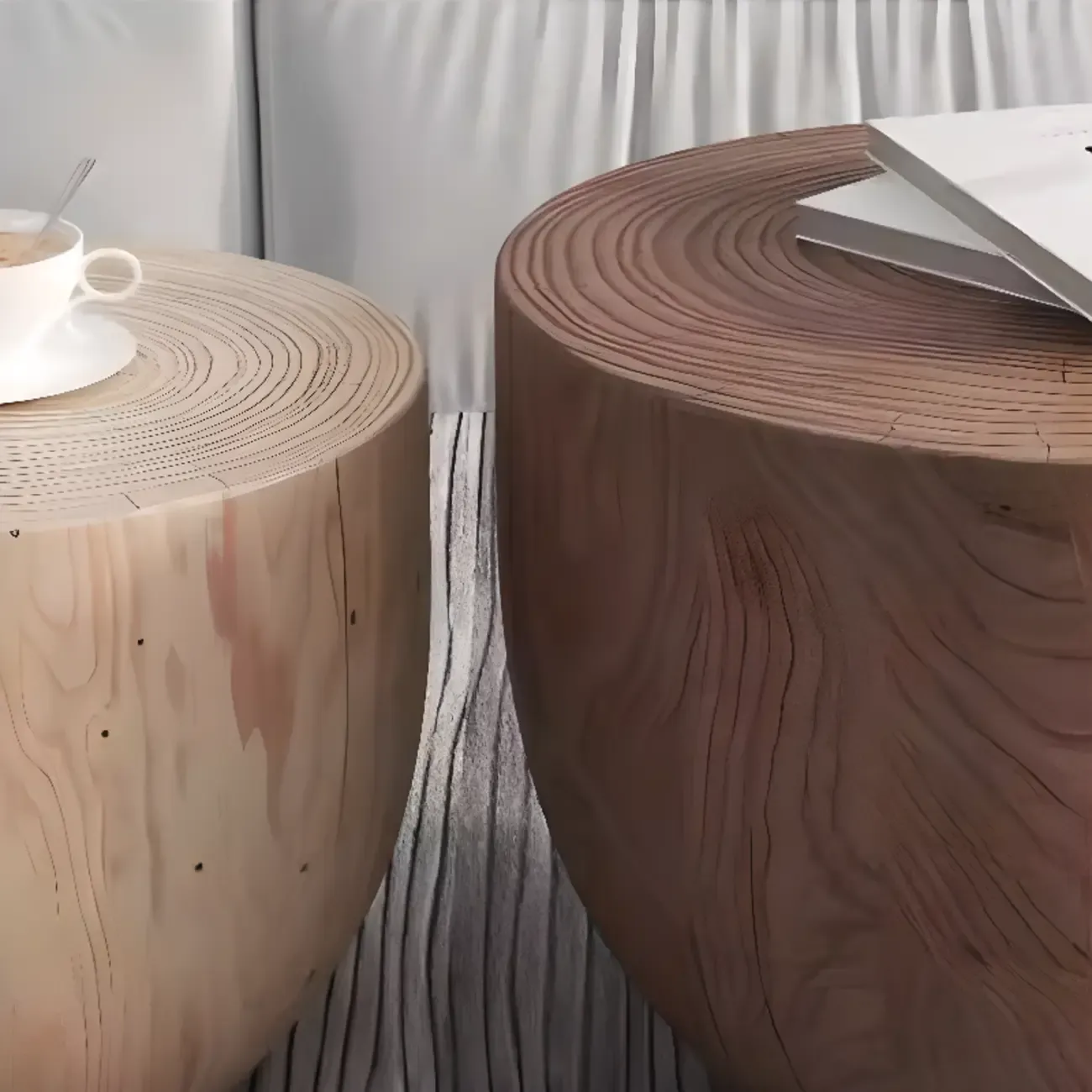 Hourglass Wooden Natural Finish Chairside Table Image - 9