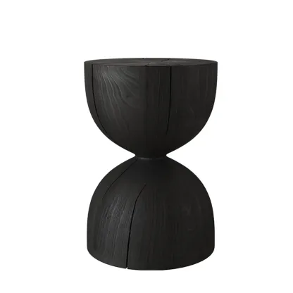 Hourglass Wooden Natural Finish Chairside Table Image - 17