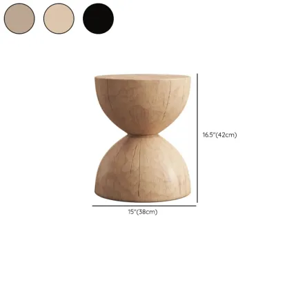Hourglass Wooden Natural Finish Chairside Table #size