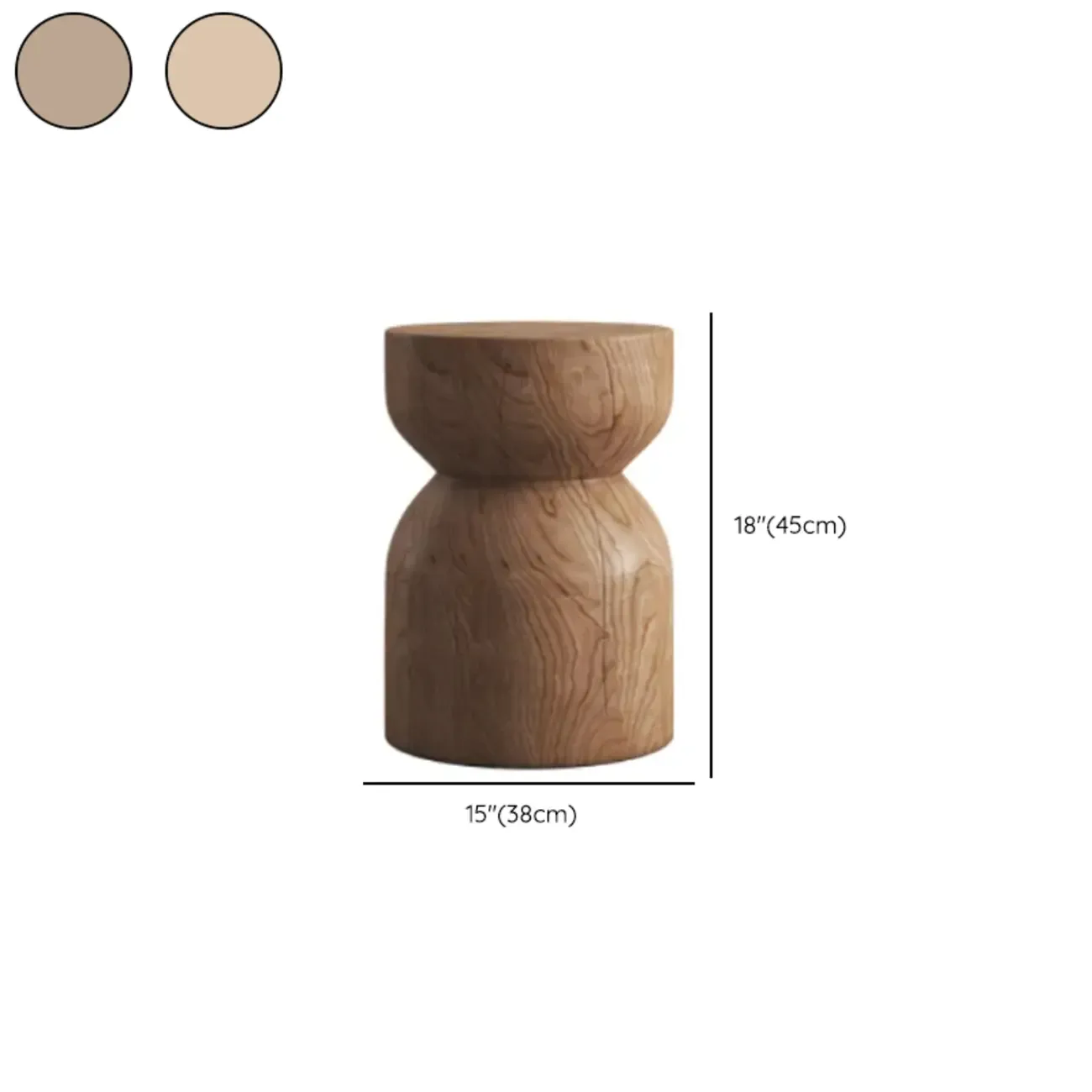 Hourglass Wooden Natural Finish Chairside Table Image - 20