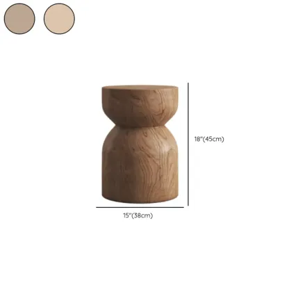 Hourglass Wooden Natural Finish Chairside Table Image - 20
