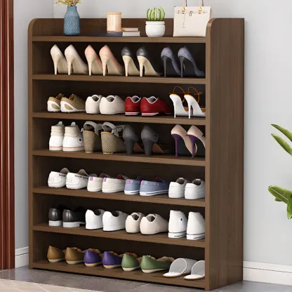 Vertical White Wooden Hallway 6-Tier Open Shoe Rack  Image - 10