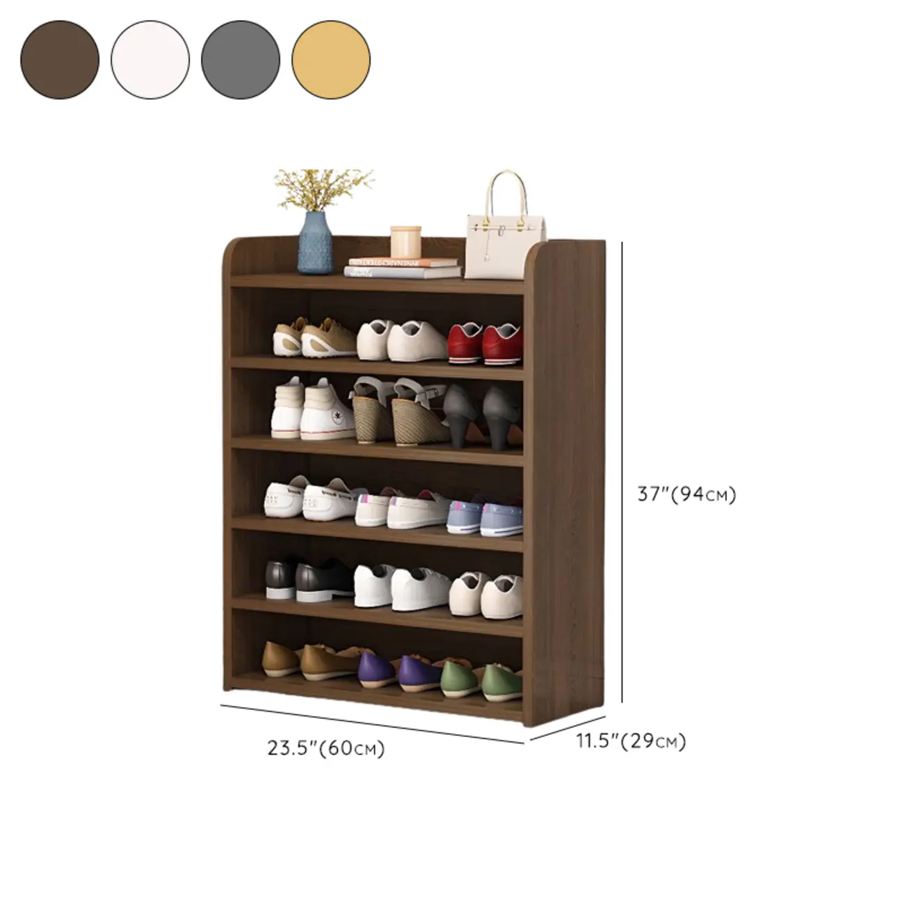 Vertical White Wooden Hallway 6-Tier Open Shoe Rack  #size | homeyfad