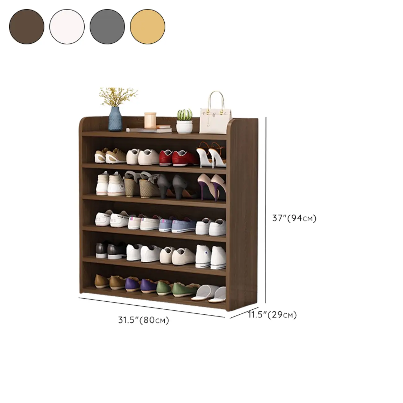 Vertical White Wooden Hallway 6-Tier Open Shoe Rack  Image - 31 | homeyfad