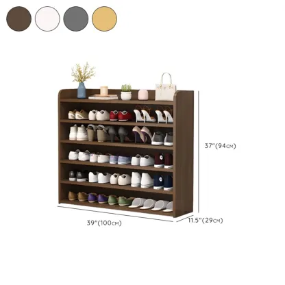 Vertical White Wooden Hallway 6-Tier Open Shoe Rack  Image - 32