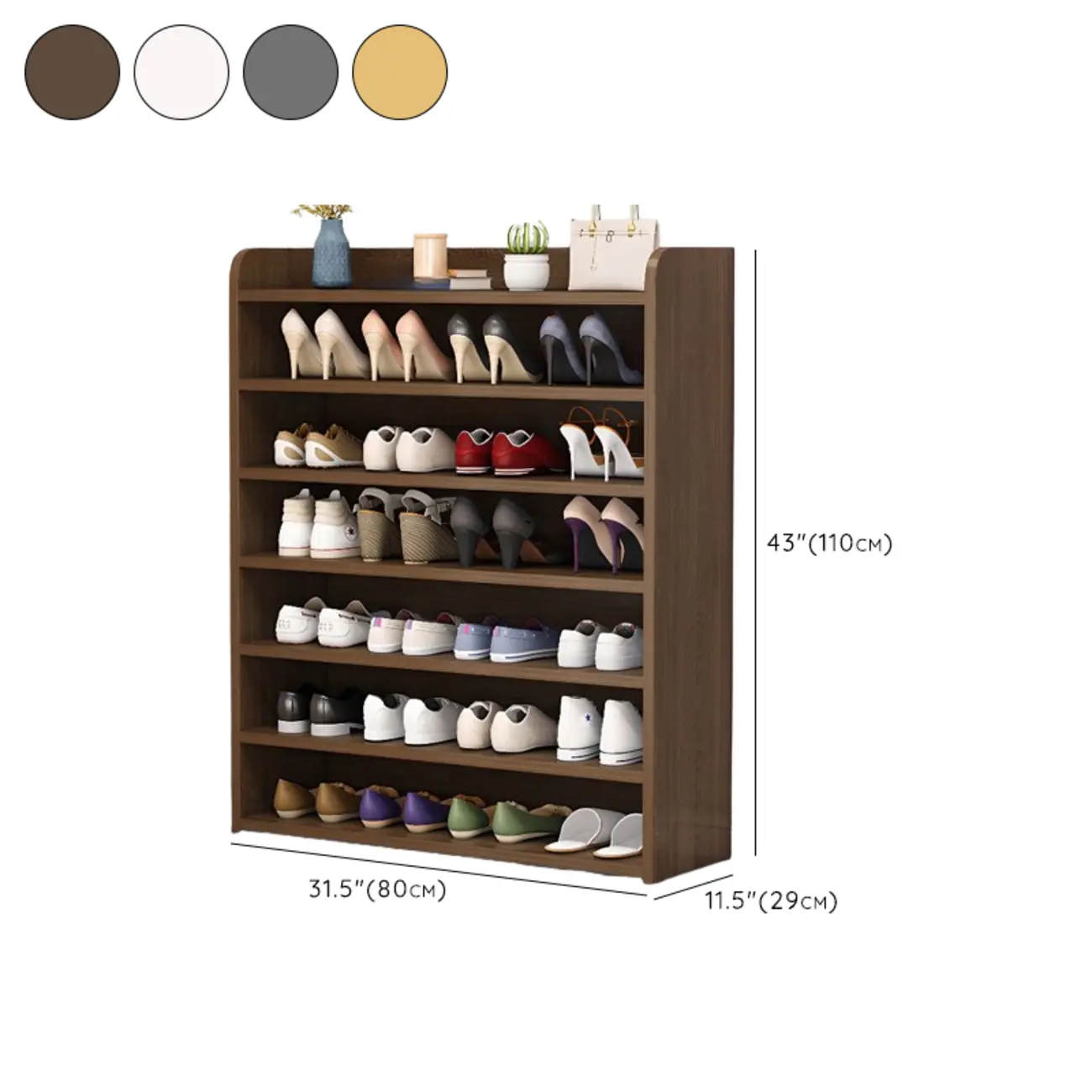 Vertical White Wooden Hallway 6-Tier Open Shoe Rack  Image - 34 | homeyfad
