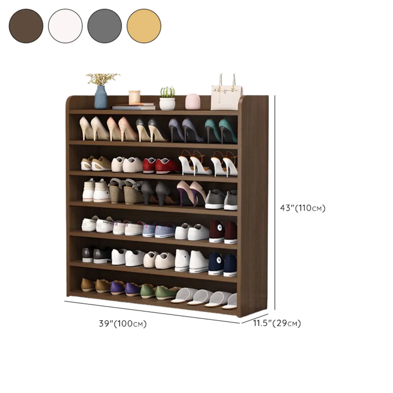 Vertical White Wooden Hallway 6-Tier Open Shoe Rack  Image - 35 | homeyfad