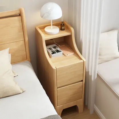 Bedroom Natural Wood Storage Drawer Function Nightstand Image - 1