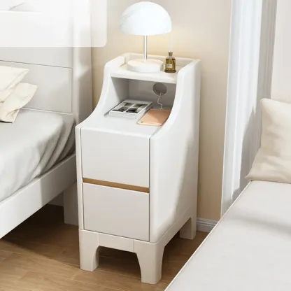 Bedroom Natural Wood Storage Drawer Function Nightstand Image - 13