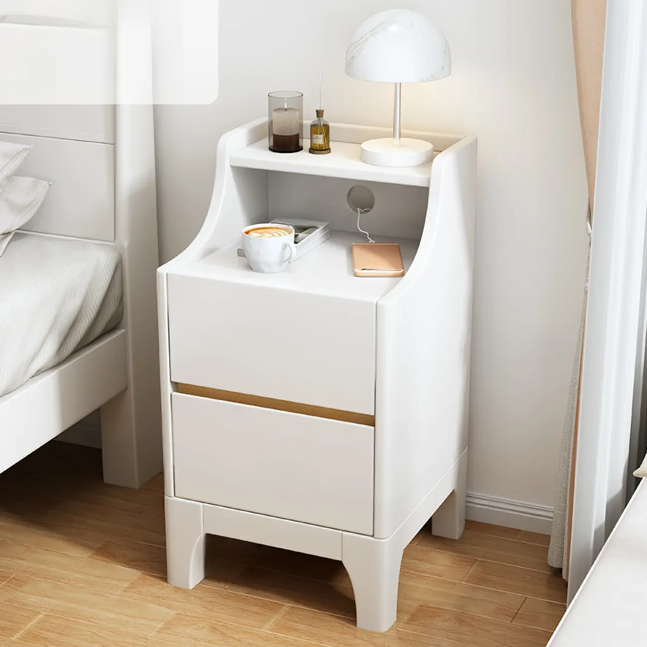 Bedroom Natural Wood Storage Drawer Function Nightstand Image - 22 | homeyfad