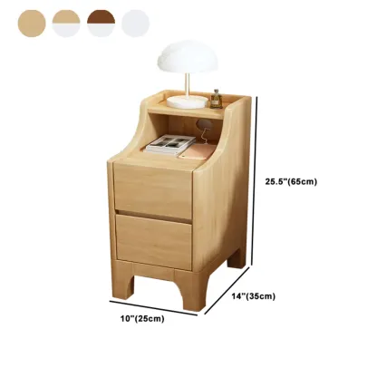 Bedroom Natural Wood Storage Drawer Function Nightstand Image - 27