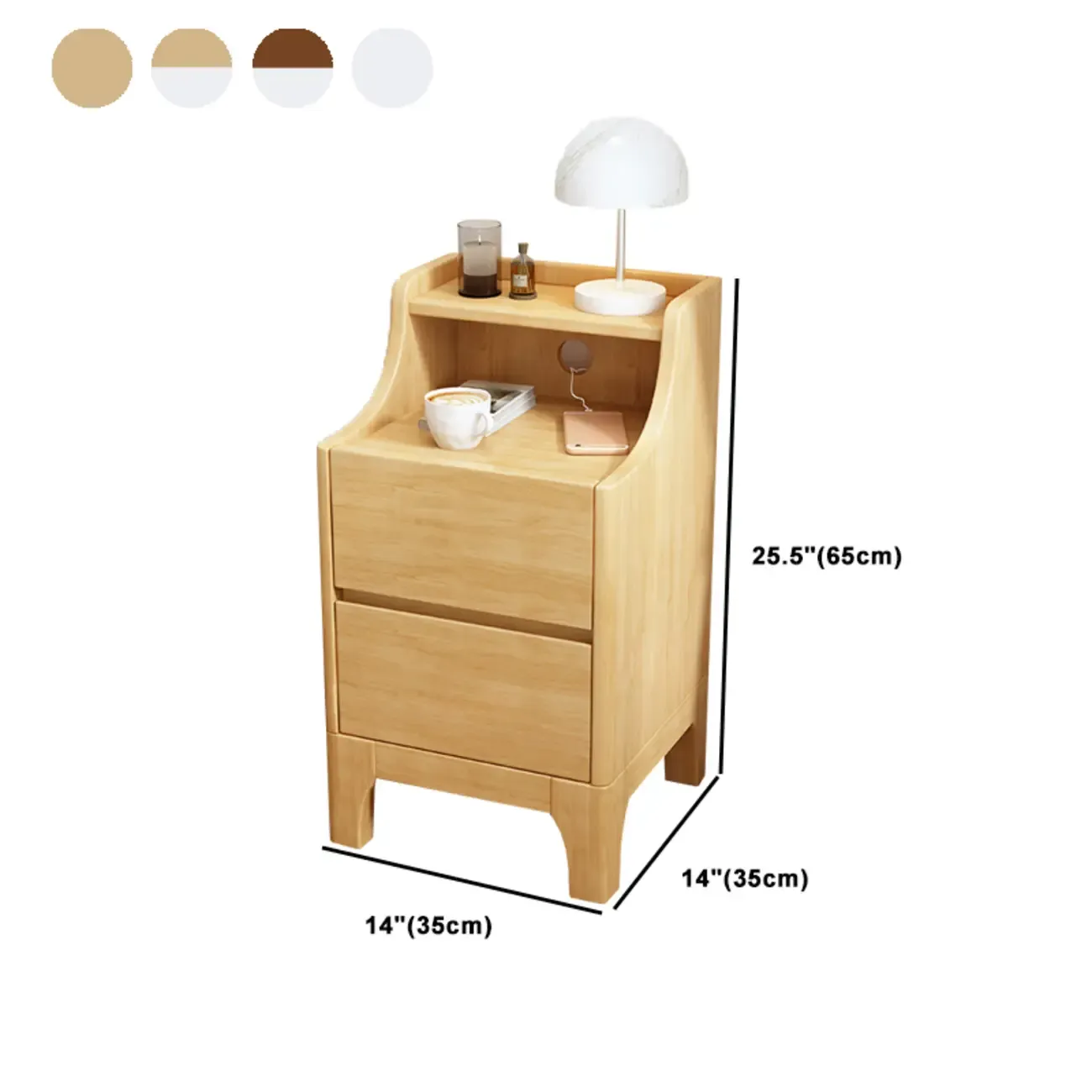 Bedroom Natural Wood Storage Drawer Function Nightstand Image - 29